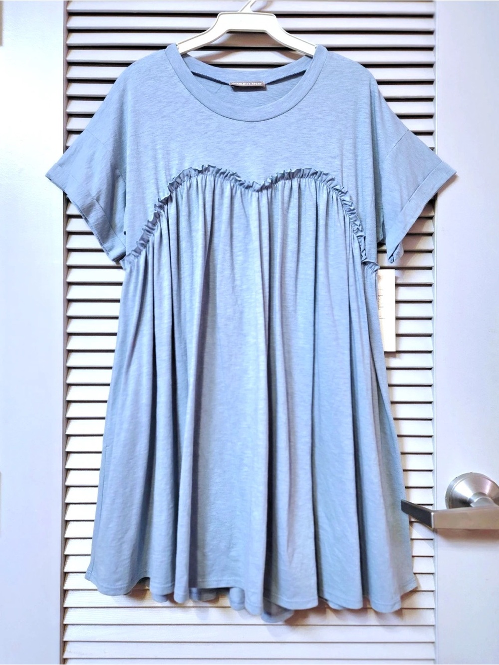 Light Blue Ruffle Empire Waist Swing Dress